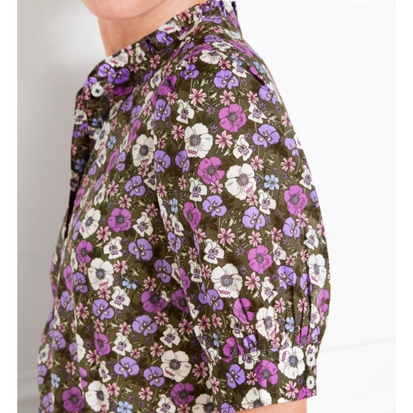Talbots Tops - Talbots EUC Ruffle Neck Top Poppy Ditsy Puff Sleeve Floral XS